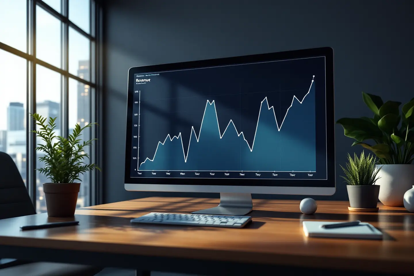 Gráfico de faturamento exibido em tela de computador