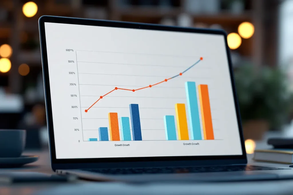 Gráfico comparando crescimento limitado por indicações e crescimento escalável com marketing digital