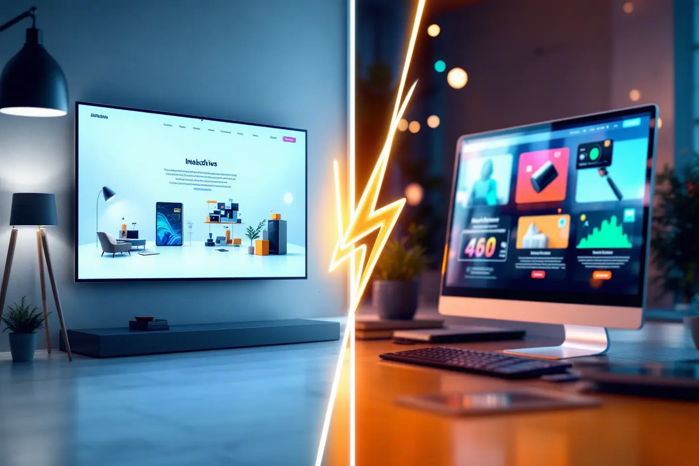 Comparação visual entre site institucional e site de vendas destacando suas diferenças.