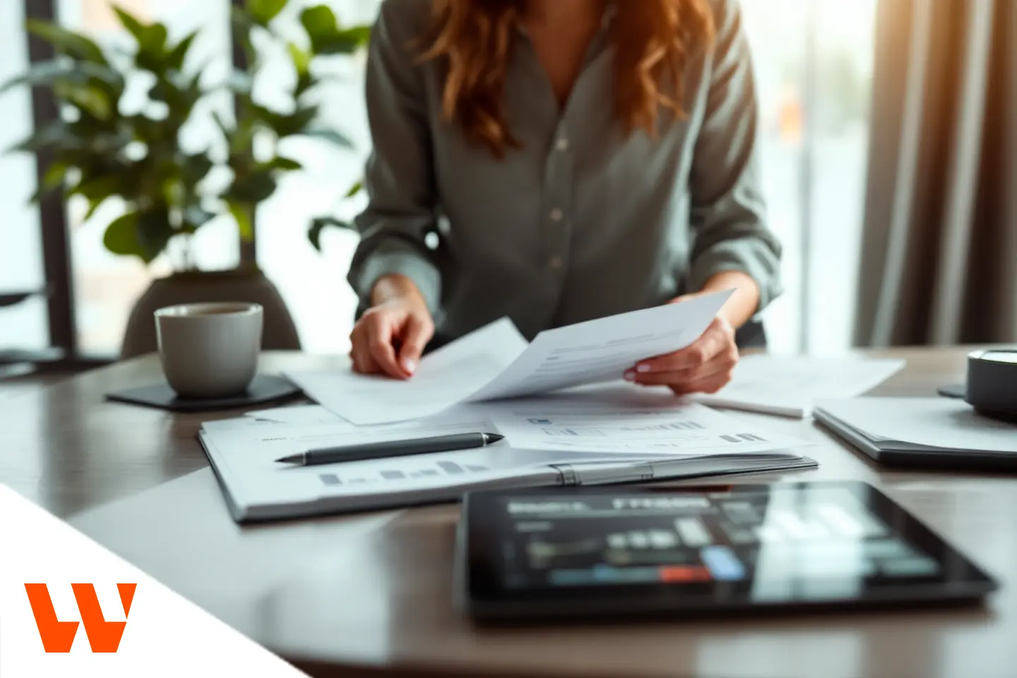 Profissional analisando documentos sobre oferta Black Friday serviços em uma mesa de trabalho