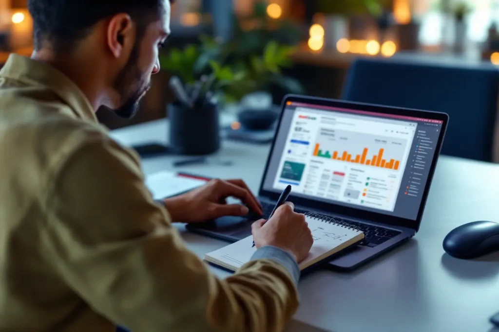 Gestor de marketing estudando desempenho de anúncios no período de pós Black Friday