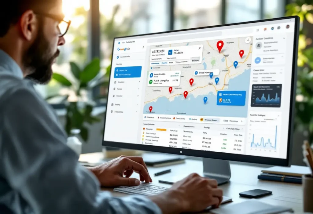 Profissional em google ads trabalhando em computador