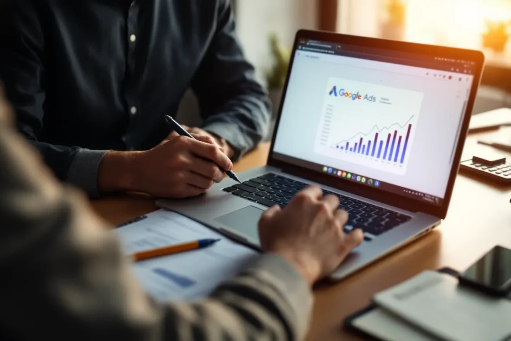 Profissional revisando métricas em dashboard para planejamento de retenção pós Black Friday.