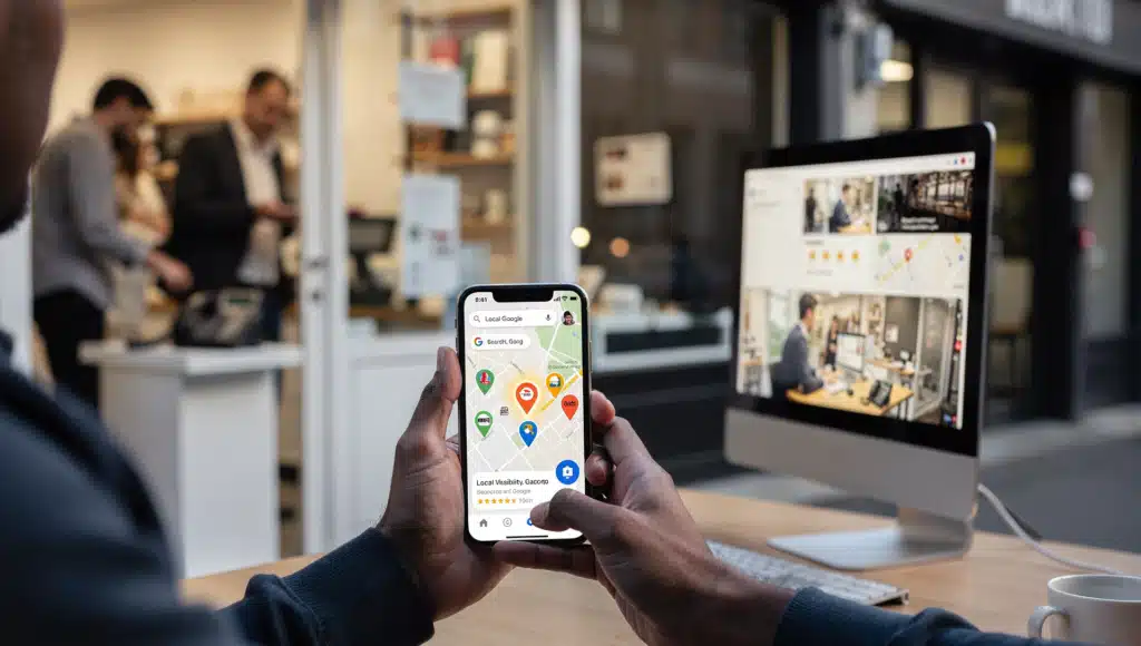 Equipe alinhando marketing e time comercial em apresentação de funil para integrar marketing e vendas com previsibilidade.