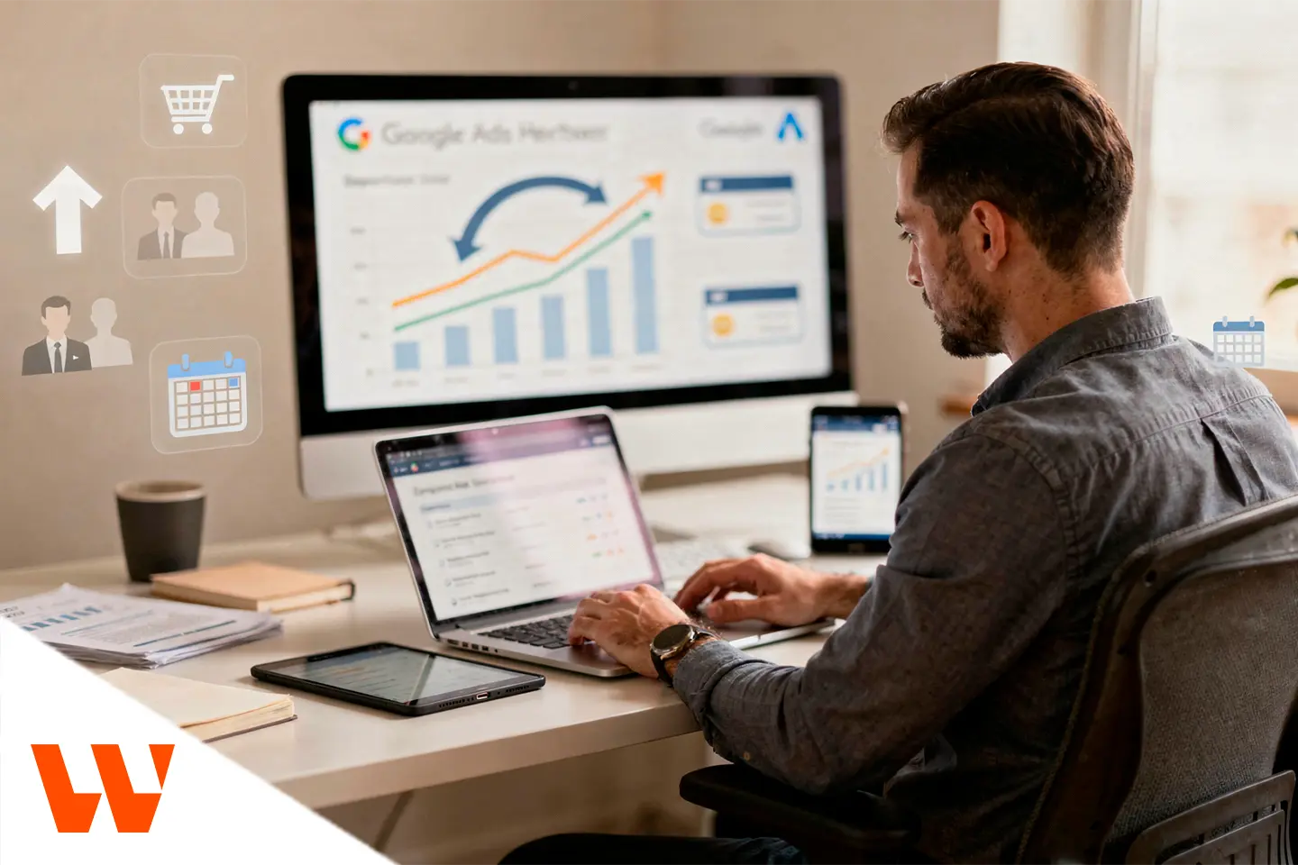 Alt: profissional analisando funil de leads em dashboard de anúncios, estratégia de público personalizado Facebook em campanhas de remarketing